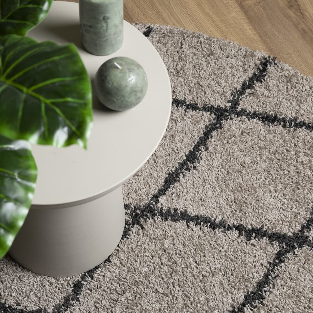 Shaggy Rug PAMPLONA High Pile Modern Beige and Anthracite  160 cm