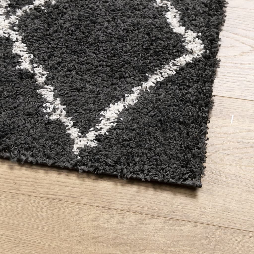 Shaggy Rug PAMPLONA High Pile Modern Black and Cream 160x230 cm