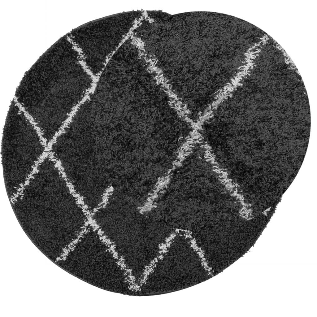 Shaggy Rug PAMPLONA High Pile Modern Black and Cream  200 cm