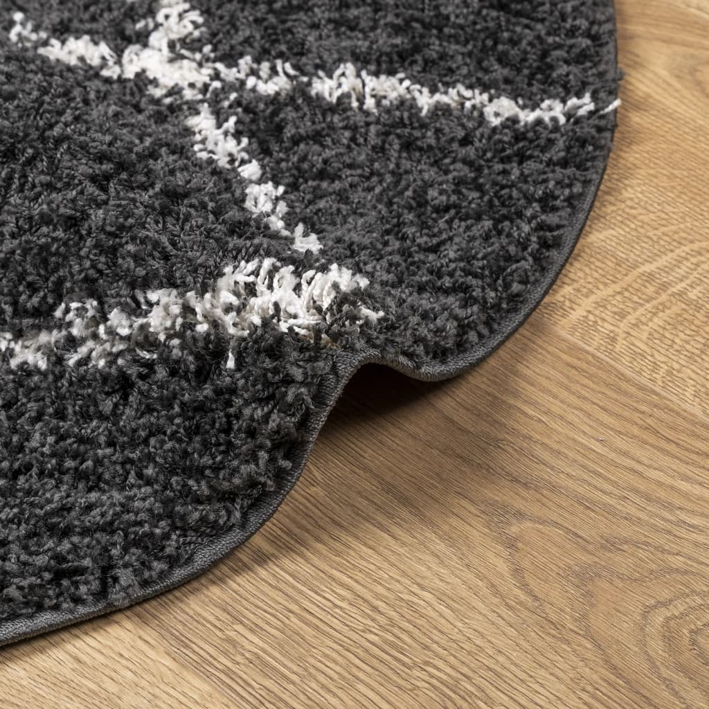 Shaggy Rug PAMPLONA High Pile Modern Black and Cream  200 cm