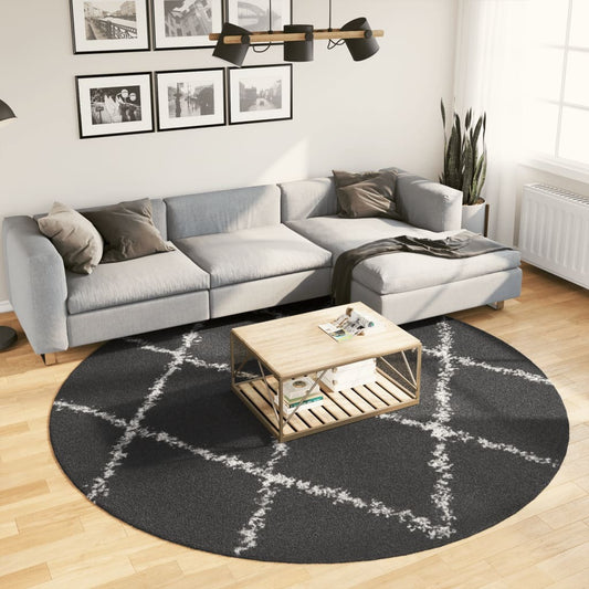 Shaggy Rug PAMPLONA High Pile Modern Black and Cream  240 cm