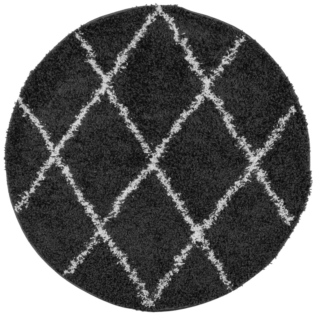 Shaggy Rug PAMPLONA High Pile Modern Black and Cream  240 cm