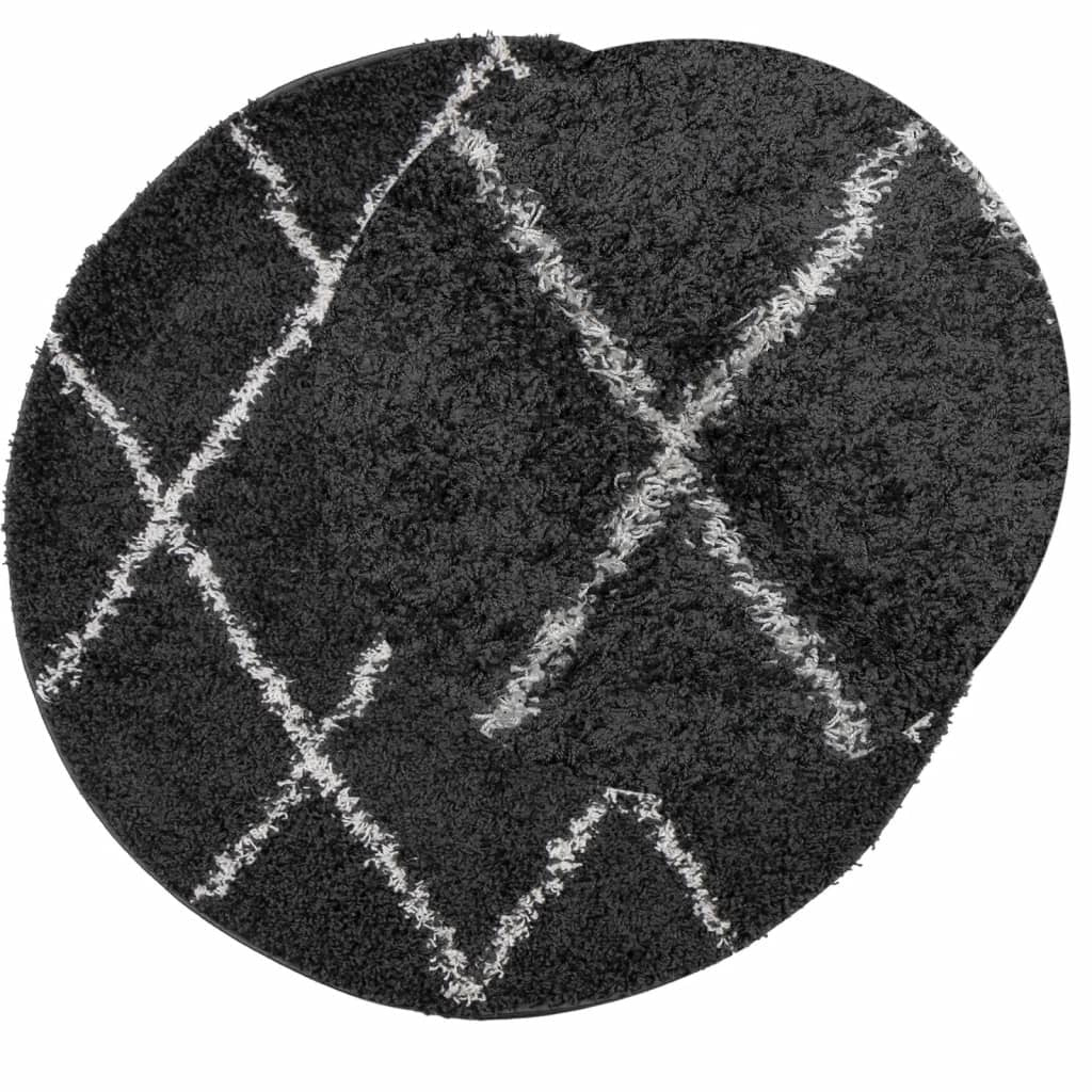 Shaggy Rug PAMPLONA High Pile Modern Black and Cream  240 cm