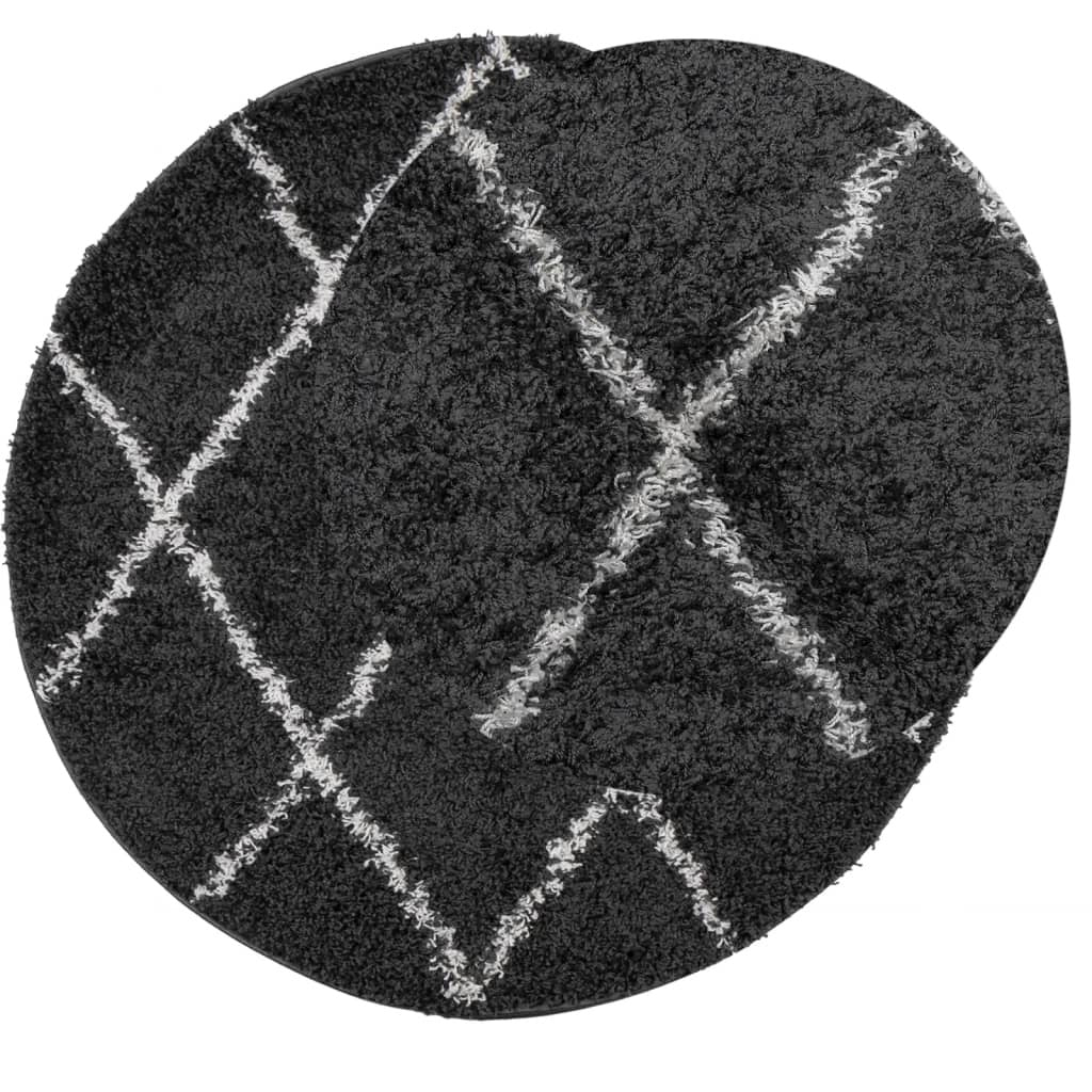 Shaggy Rug PAMPLONA High Pile Modern Black and Cream  280 cm