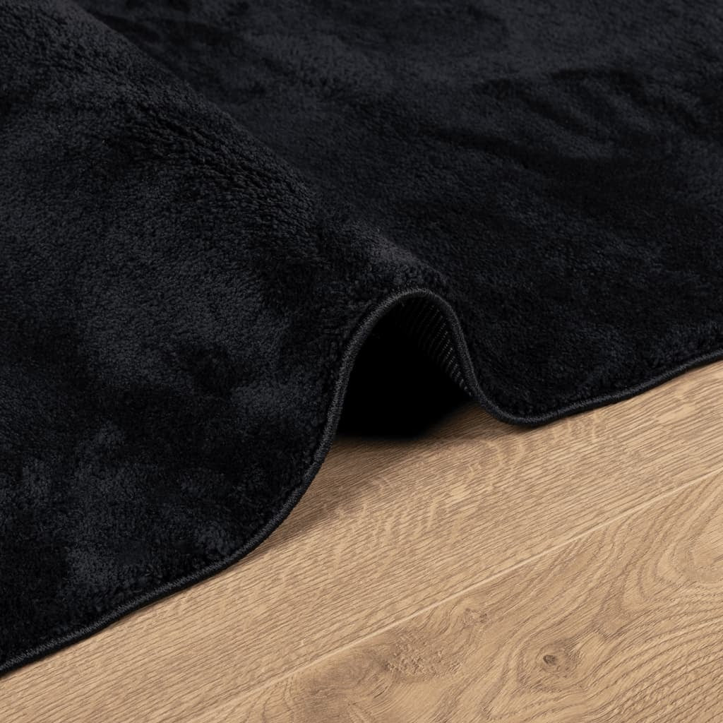 Rug OVIEDO Short Pile Black 140x200 cm