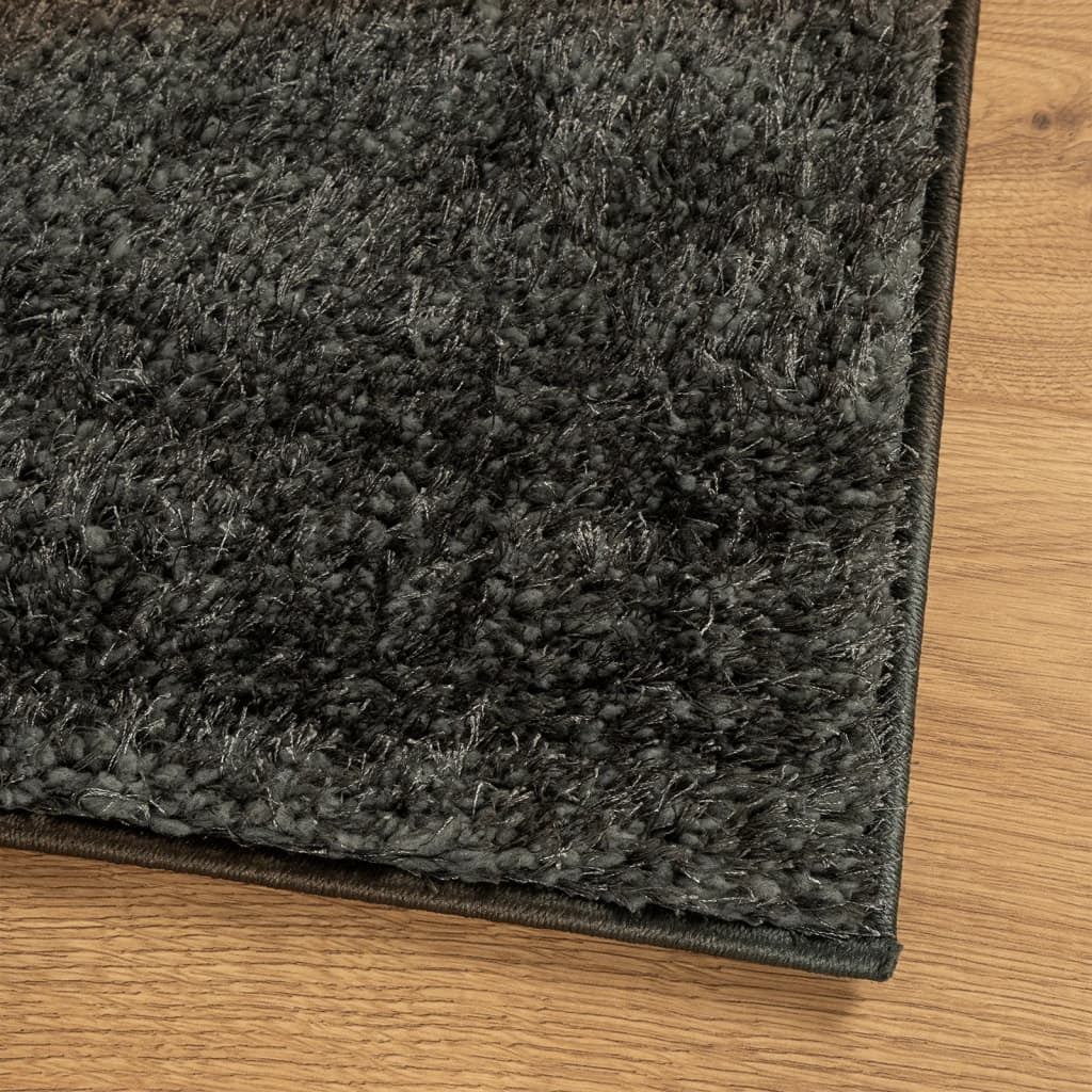 Rug ISTAN High Pile Shiny Look Anthracite 80x150 cm