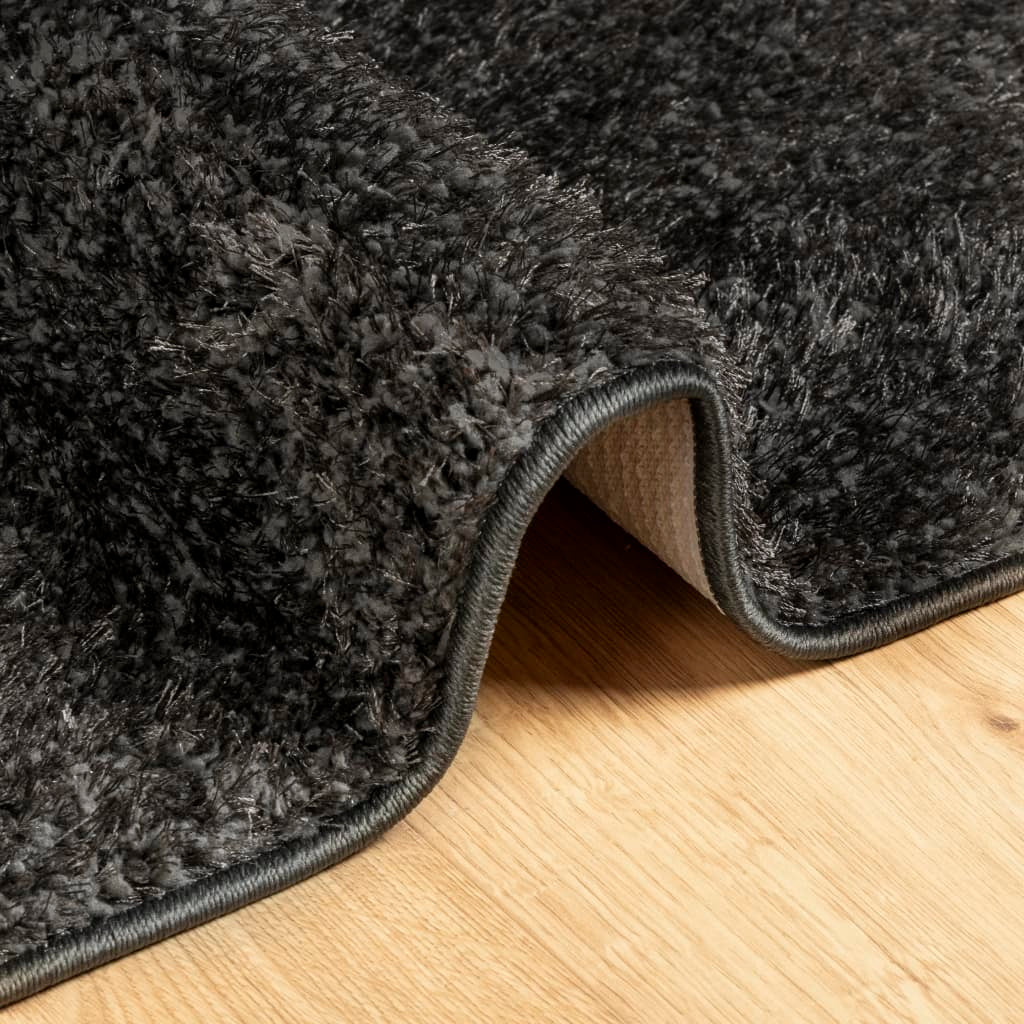 Rug ISTAN High Pile Shiny Look Anthracite 140x200 cm