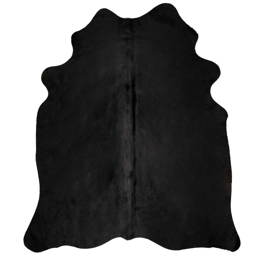 Real Cowhide Rug Black 180x220 cm