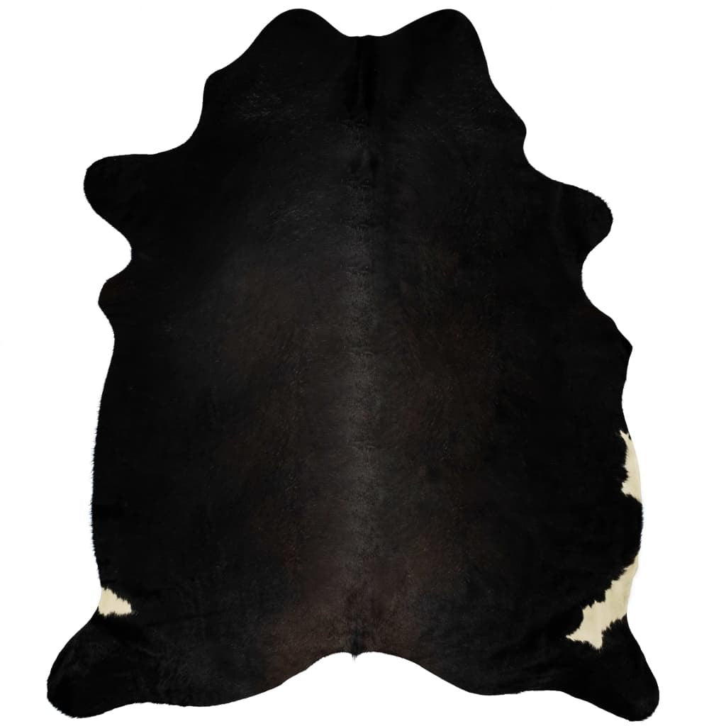 Real Cowhide Rug Black 180x220 cm