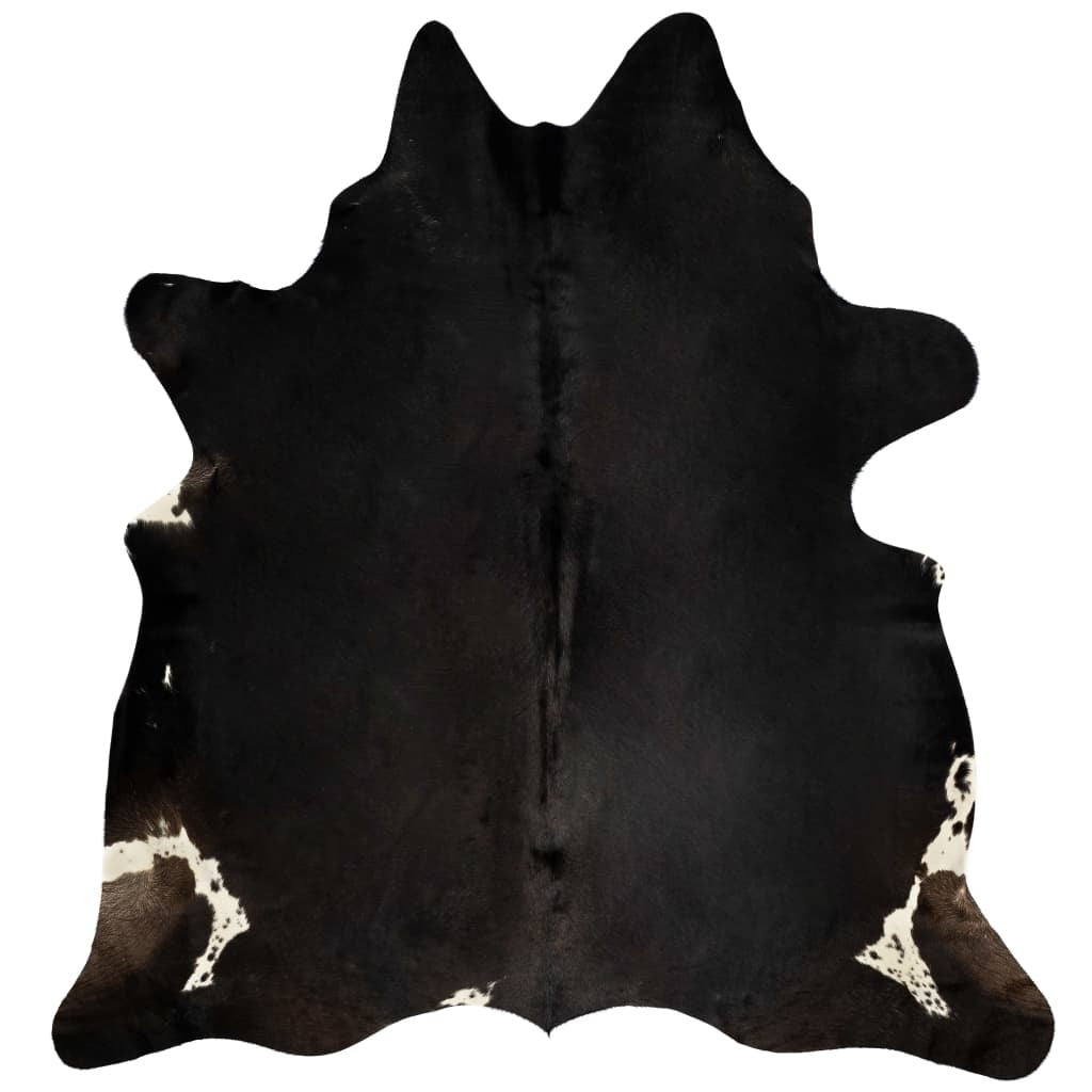 Real Cowhide Rug Black 180x220 cm