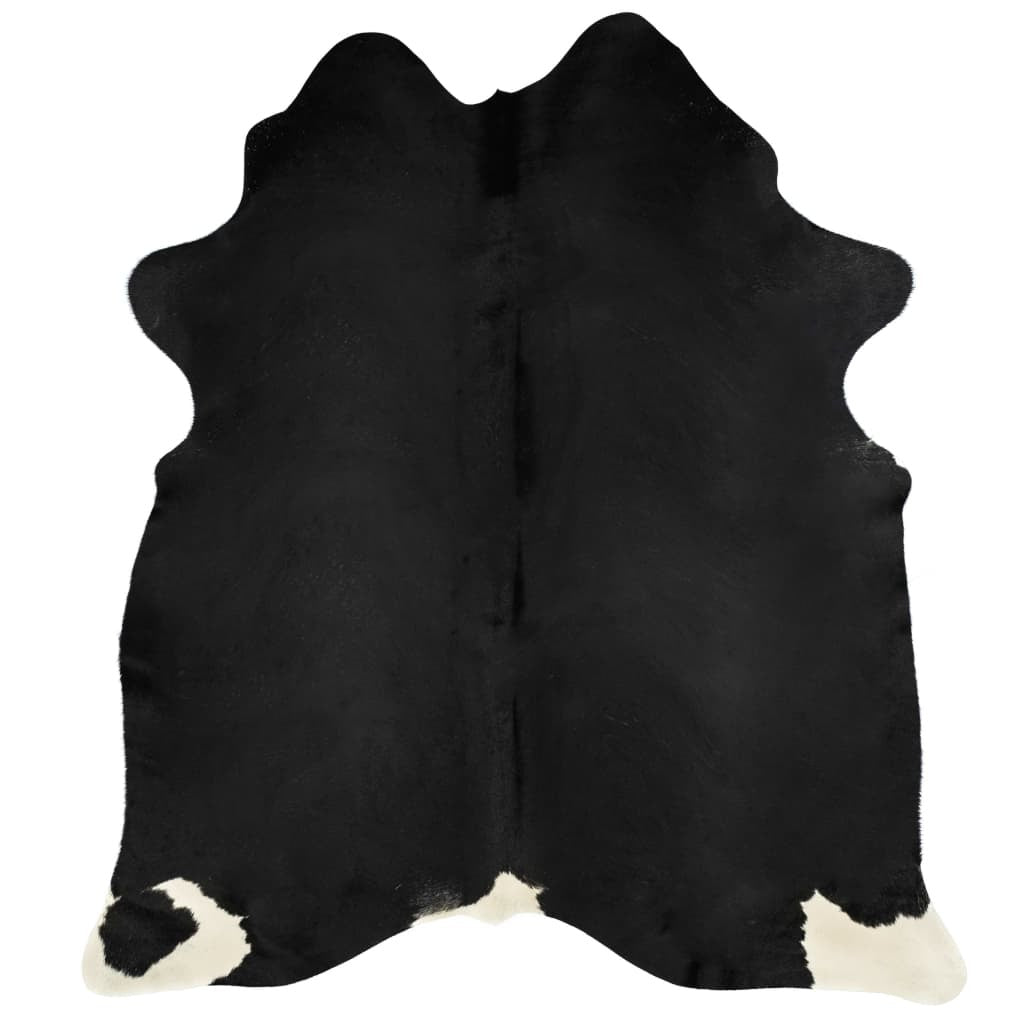 Real Cowhide Rug Black 180x220 cm