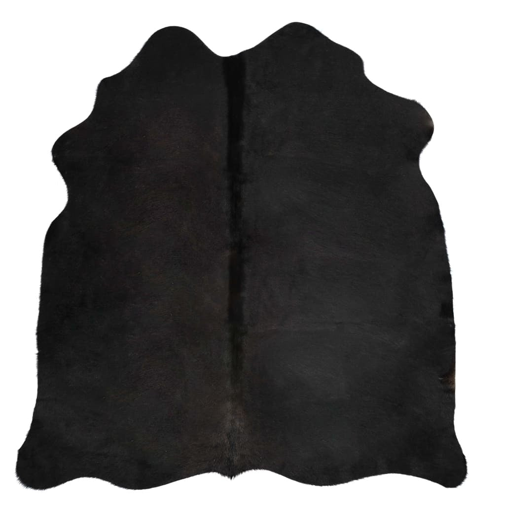 Real Cowhide Rug Black 180x220 cm