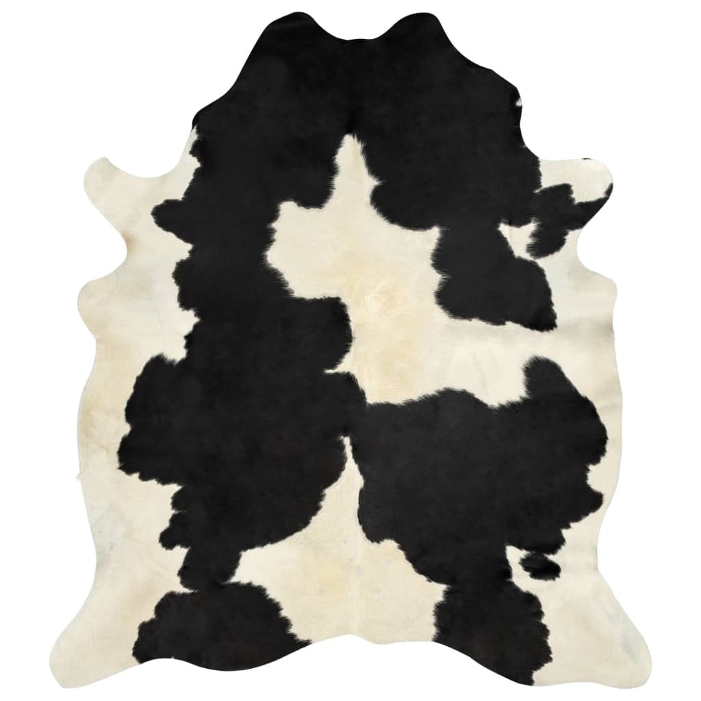 Real Cowhide Rug Black and White 180x220 cm