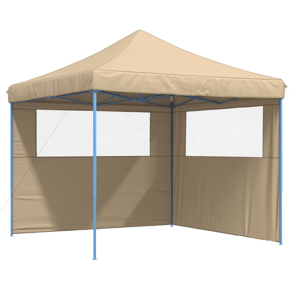 Foldable Party Tent Pop-Up with 2 Sidewalls Beige