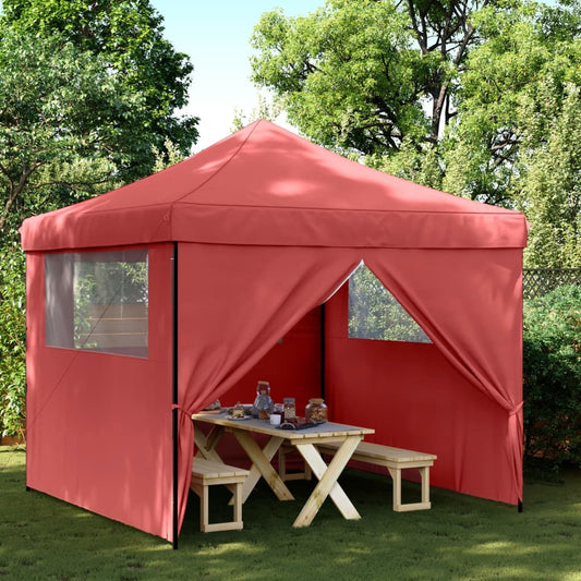 Foldable Party Tent Pop-Up with 4 Sidewalls Burgundy