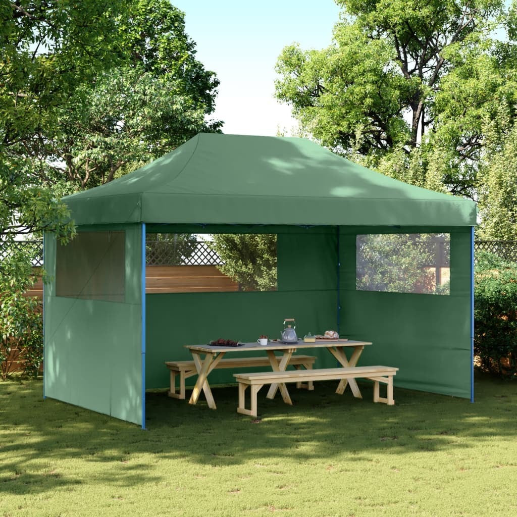 Foldable Party Tent Pop-Up with 3 Sidewalls Green