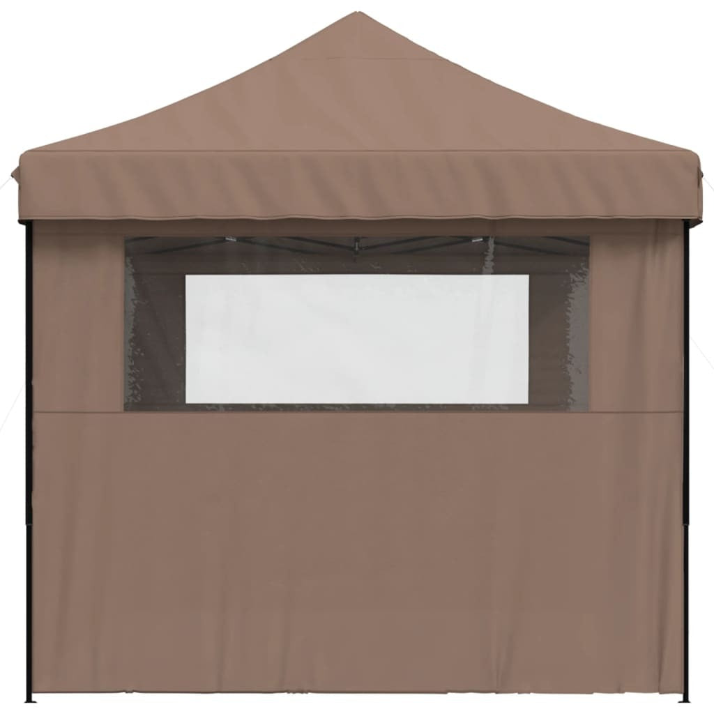 Foldable Party Tent Pop-Up with 3 Sidewalls Brown