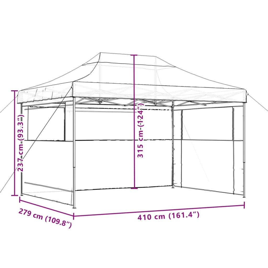 Foldable Party Tent Pop-Up with 3 Sidewalls Beige