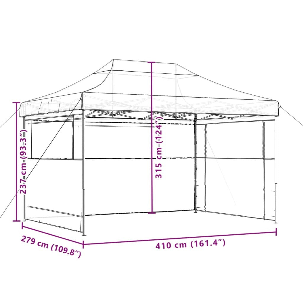 Foldable Party Tent Pop-Up with 3 Sidewalls Taupe