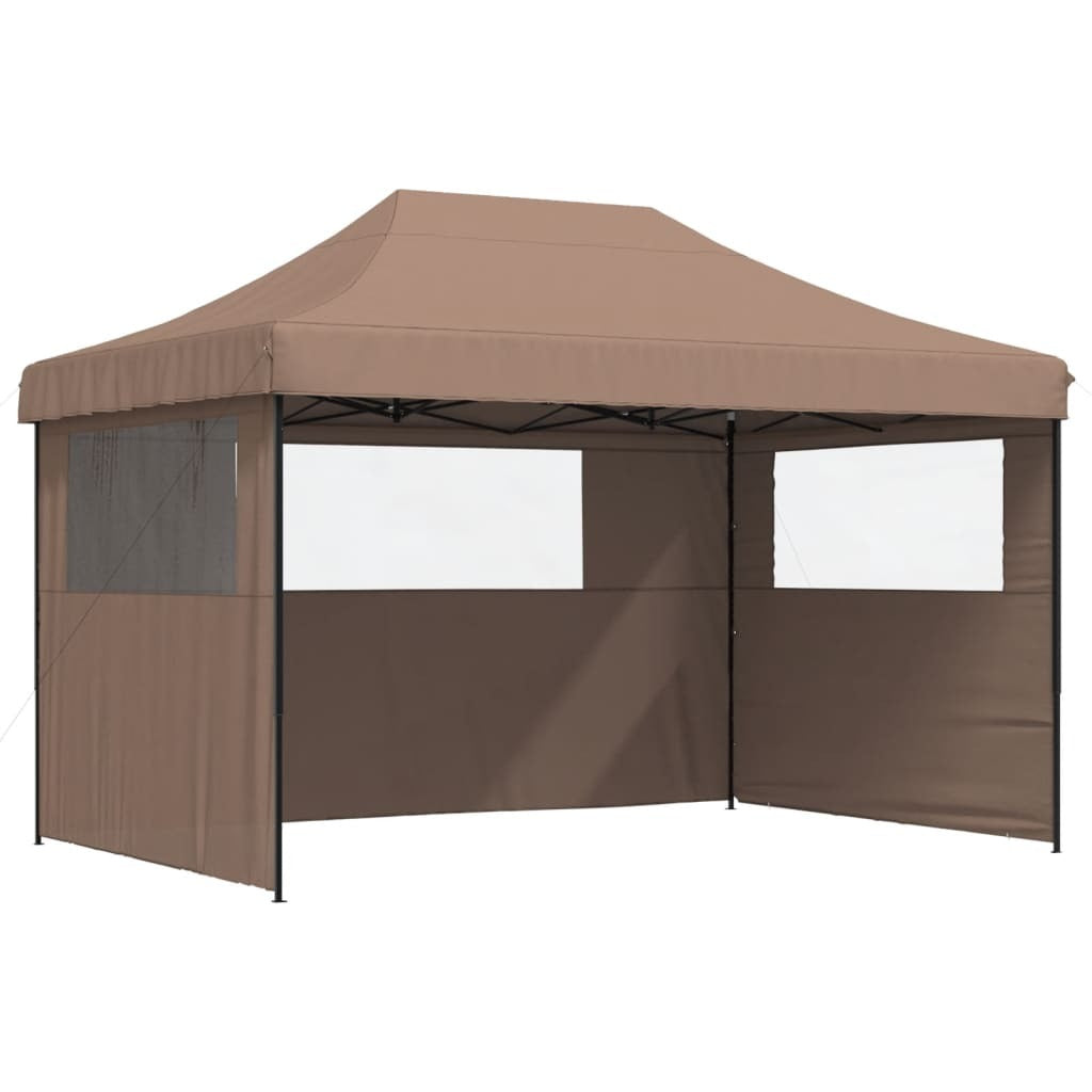 Foldable Party Tent Pop-Up with 3 Sidewalls Brown