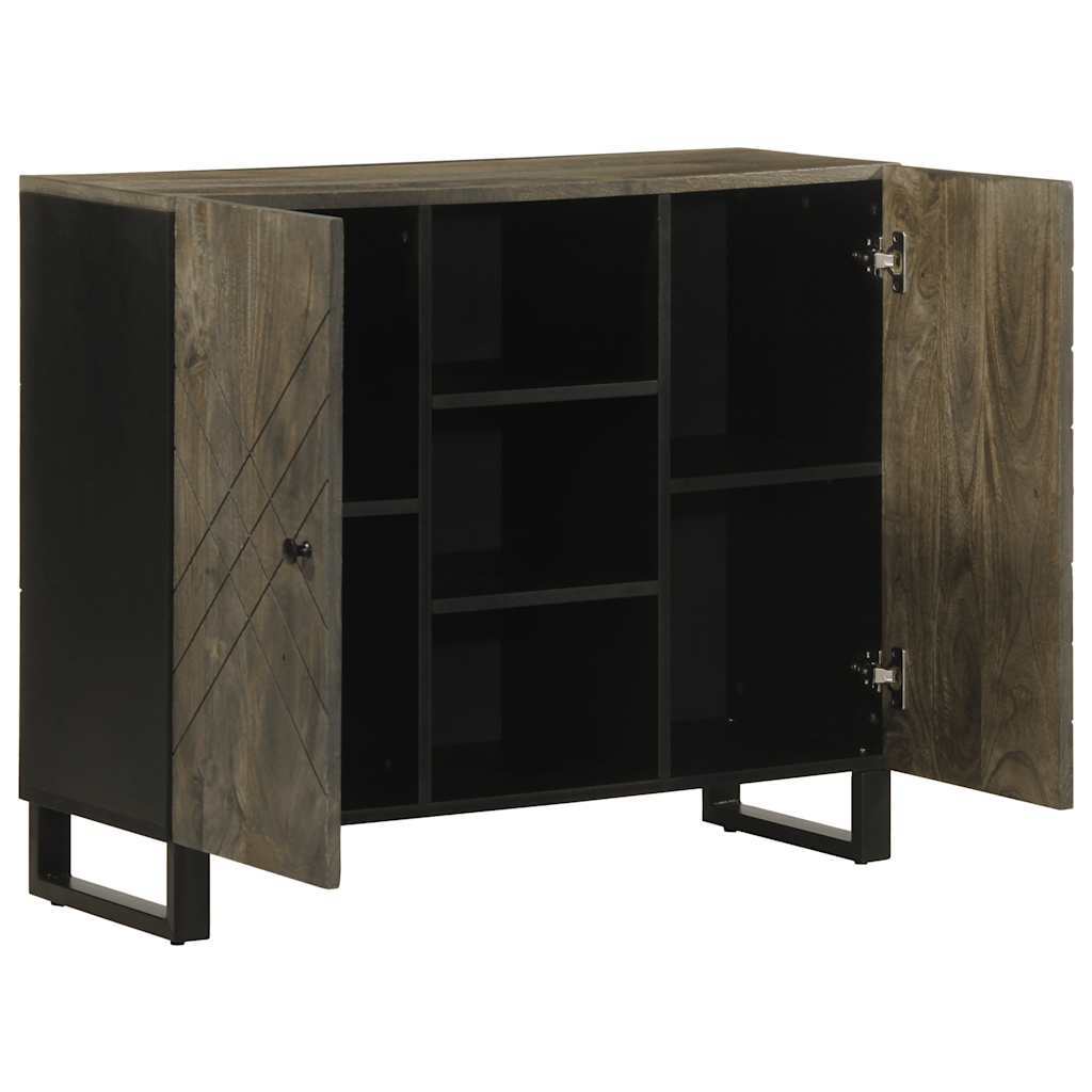 Sideboard Black 90x33x75 cm Solid Wood Mango