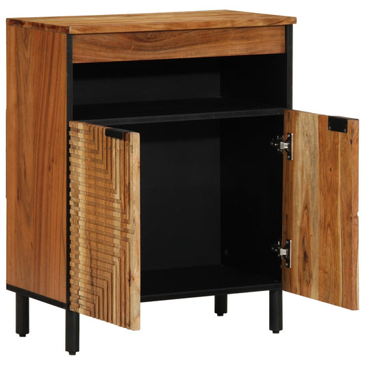 Sideboard with Door Natural 60 x 33.5 x 75 cm Solid Acacia Wood