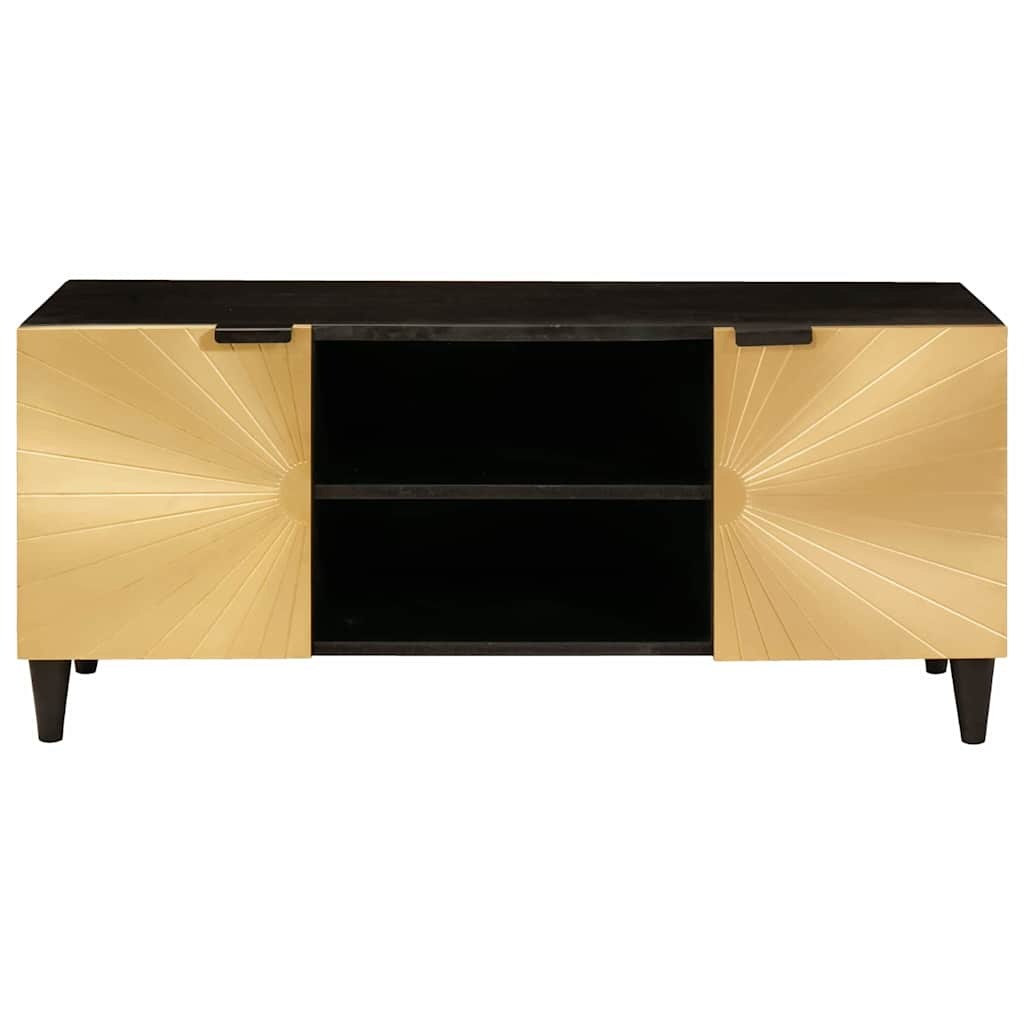 TV Cabinet Black and Gold 105 x 33 x 46 cm Solid mango wood