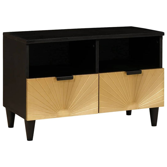 TV Cabinet Black and Gold 70 x 33 x 46 cm Solid mango wood