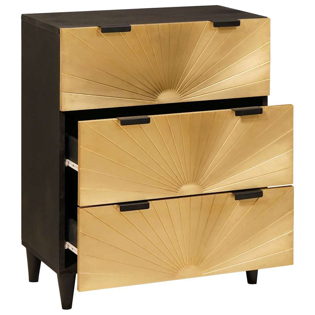 Sideboard Black and Gold 60 x 33 x 75 cm Solid mango wood