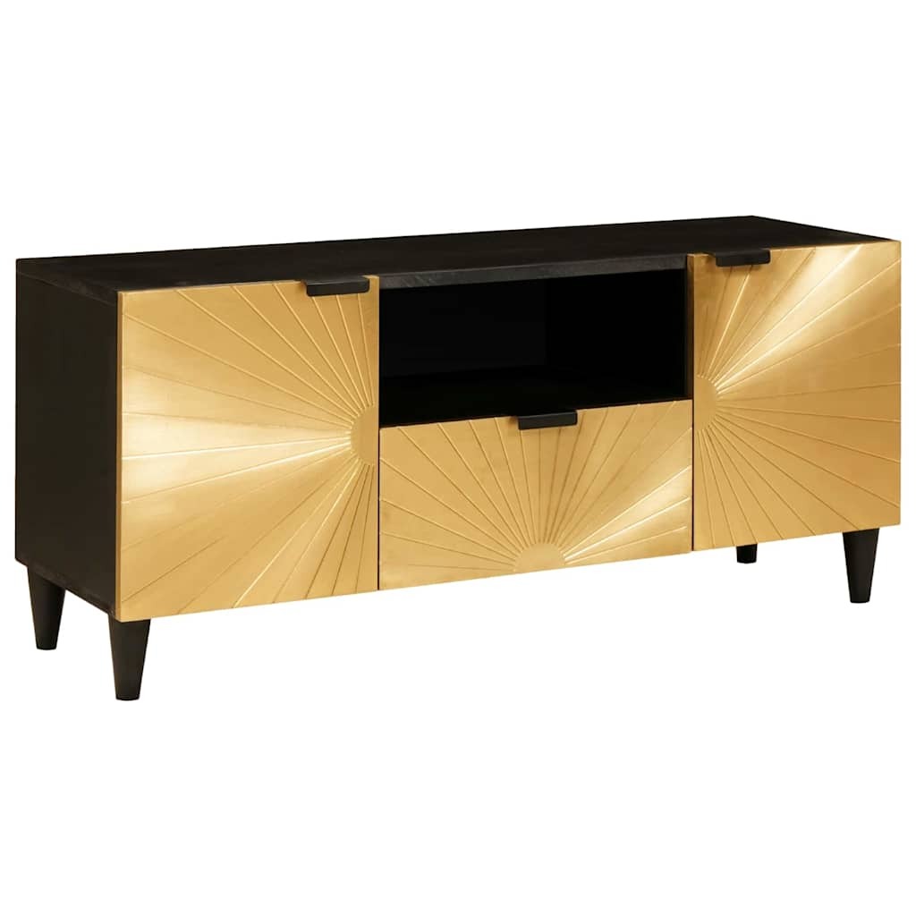 TV Cabinet Black and Gold 105 x 33 x 46 cm Solid mango wood