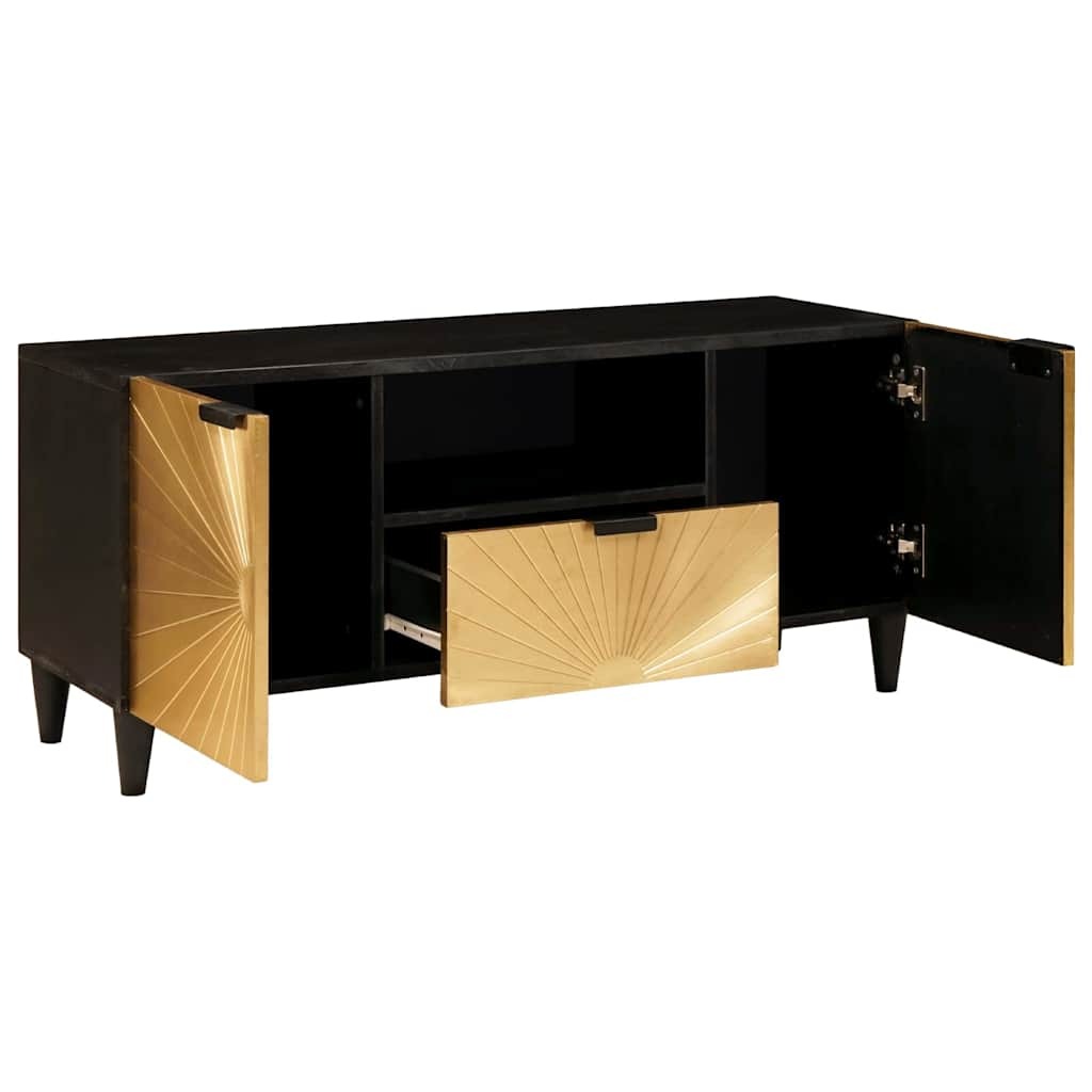 TV Cabinet Black and Gold 105 x 33 x 46 cm Solid mango wood