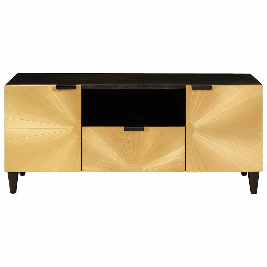 TV Cabinet Black and Gold 105 x 33 x 46 cm Solid mango wood