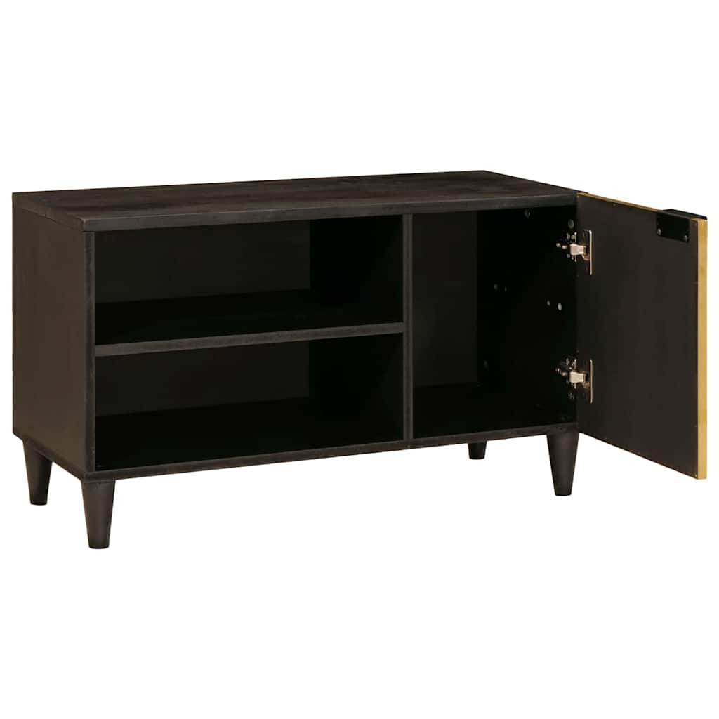 TV Cabinet Black and Gold 80 x 33 x 46 cm Solid mango wood