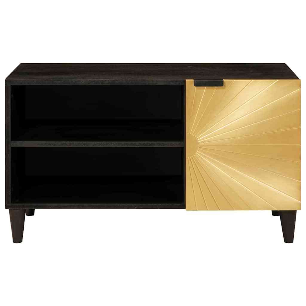 TV Cabinet Black and Gold 80 x 33 x 46 cm Solid mango wood