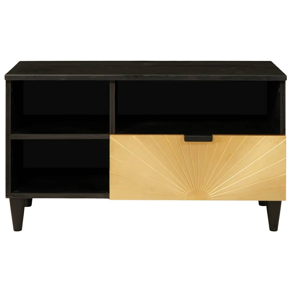 TV Cabinet Black and Gold 80 x 33 x 46 cm Solid mango wood