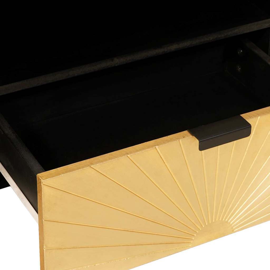 TV Cabinet Black and Gold 80 x 33 x 46 cm Solid mango wood