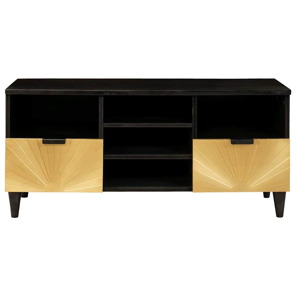 TV Cabinet Black and Gold 100 x 33 x 46 cm Solid mango wood