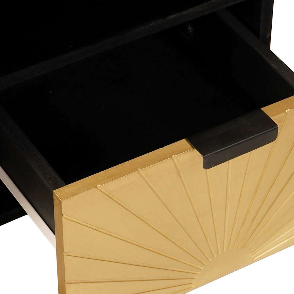 TV Cabinet Black and Gold 100 x 33 x 46 cm Solid mango wood