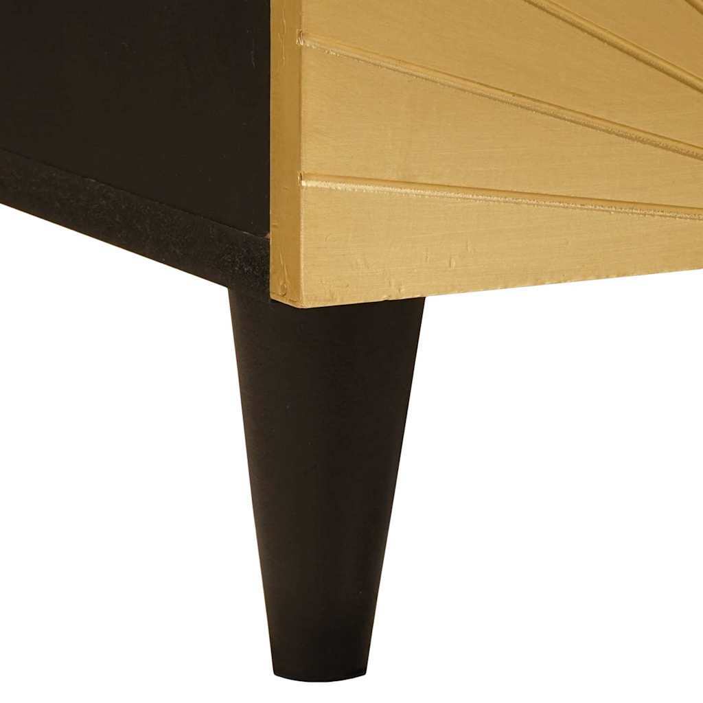 TV Cabinet Black and Gold 100 x 33 x 46 cm Solid mango wood