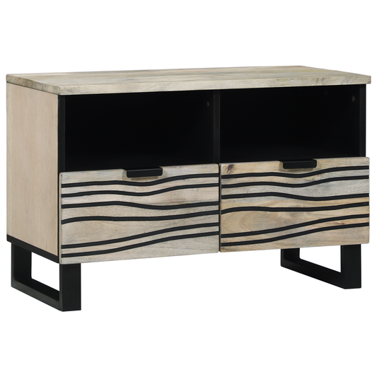 TV Cabinet with Drawer White 70 x 33 x 46 cm Solid mango wood