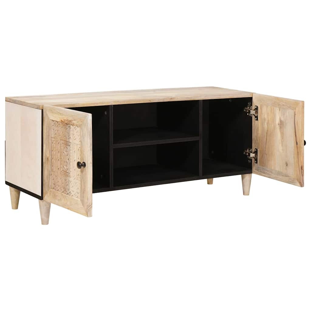 TV Cabinet with Shelf White 105 x 33 x 46 cm Solid mango wood