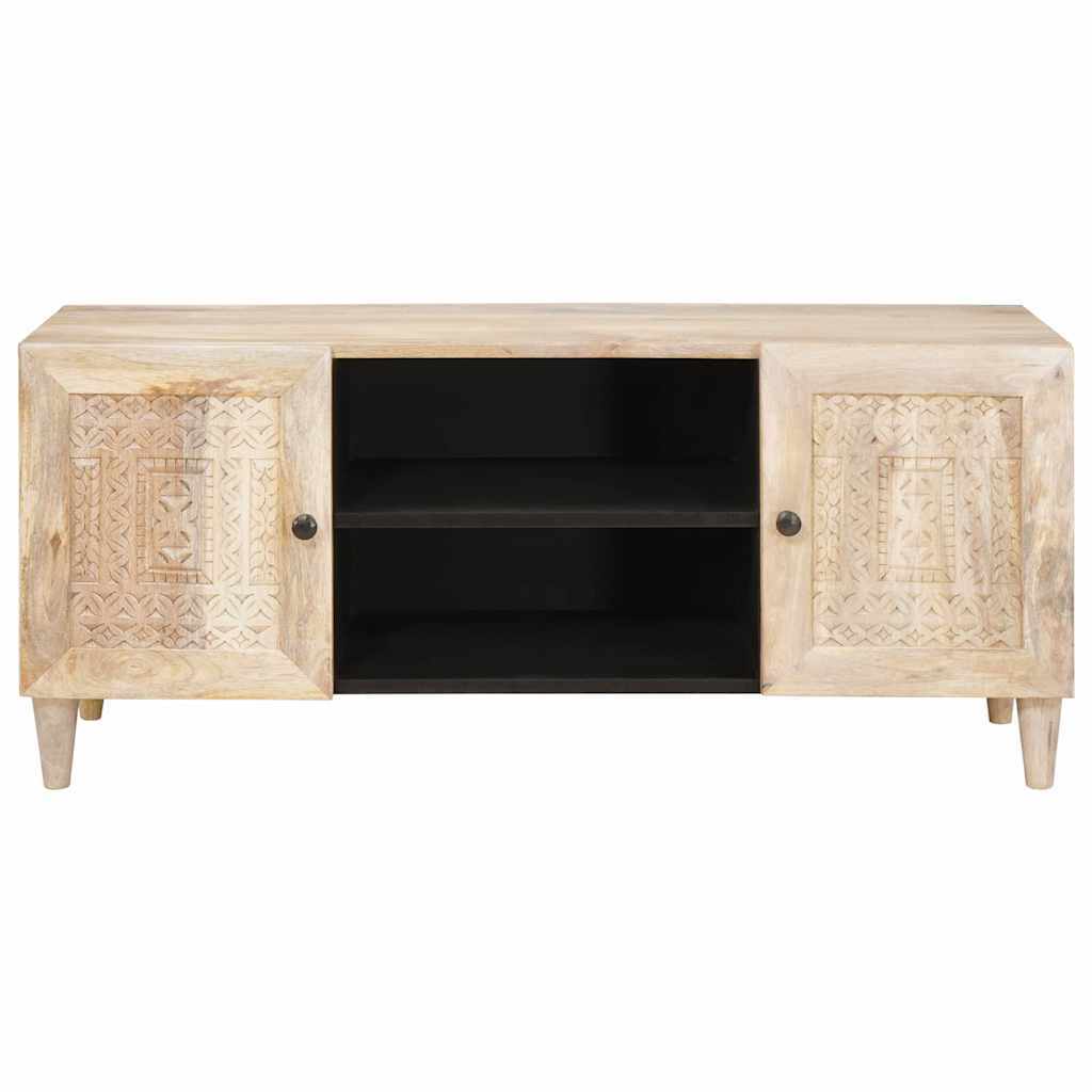 TV Cabinet with Shelf White 105 x 33 x 46 cm Solid mango wood