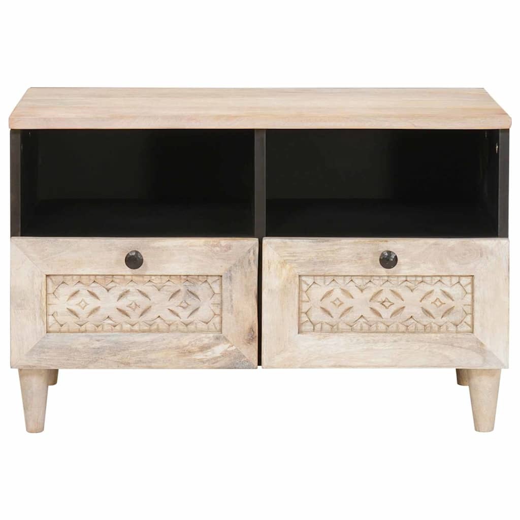TV Cabinet with Drawer White 70 x 33 x 46 cm Solid mango wood