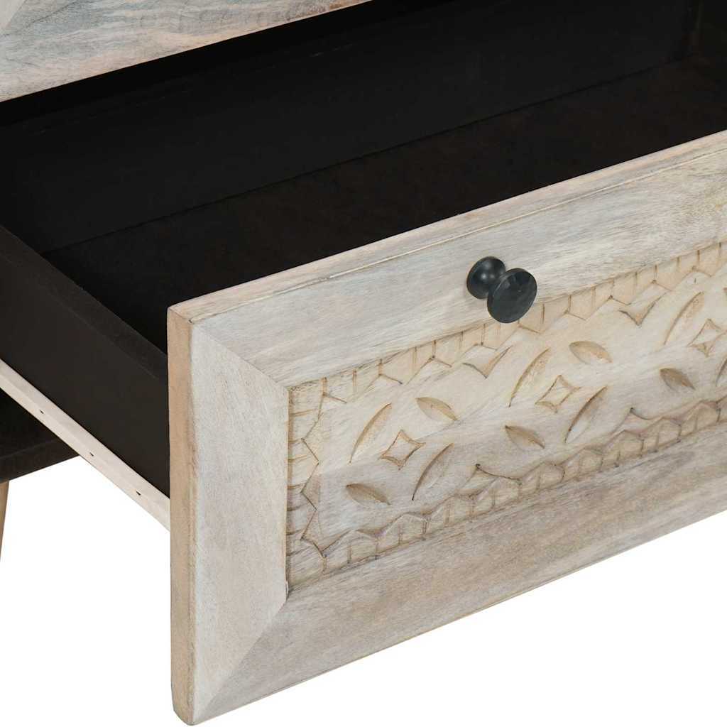 Sideboard with Drawer White 60 x 33 x 75 cm Solid mango wood