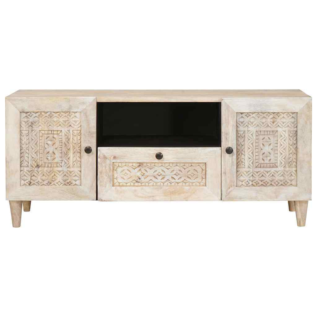 TV Cabinet with Drawer White 105 x 33 x 46 cm Solid mango wood