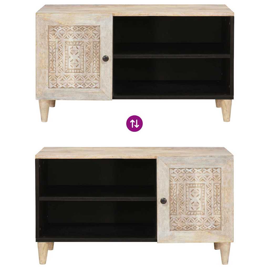 TV Cabinet with Shelf White 80 x 33 x 46 cm Solid mango wood