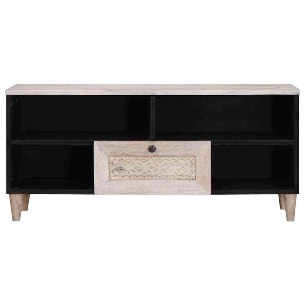 TV Cabinet with Drawer White 105 x 33 x 46 cm Solid mango wood