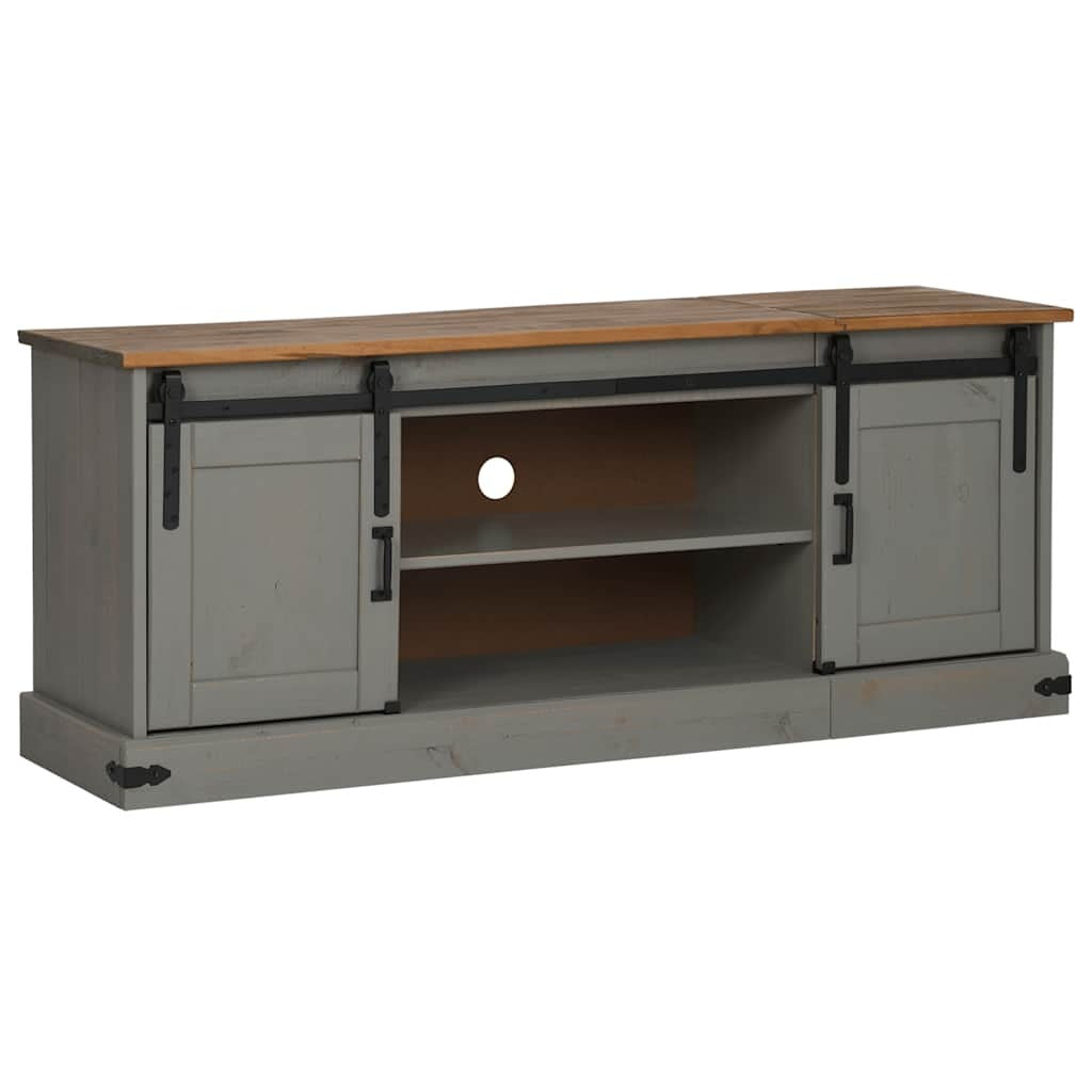 TV Cabinet HALDEN 2 Sliding Doors Grey 150x40x60 cm Solid Wood