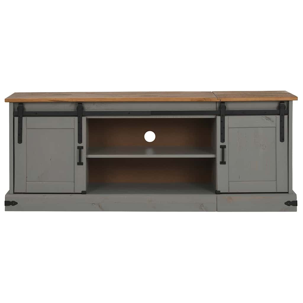 TV Cabinet HALDEN 2 Sliding Doors Grey 150x40x60 cm Solid Wood
