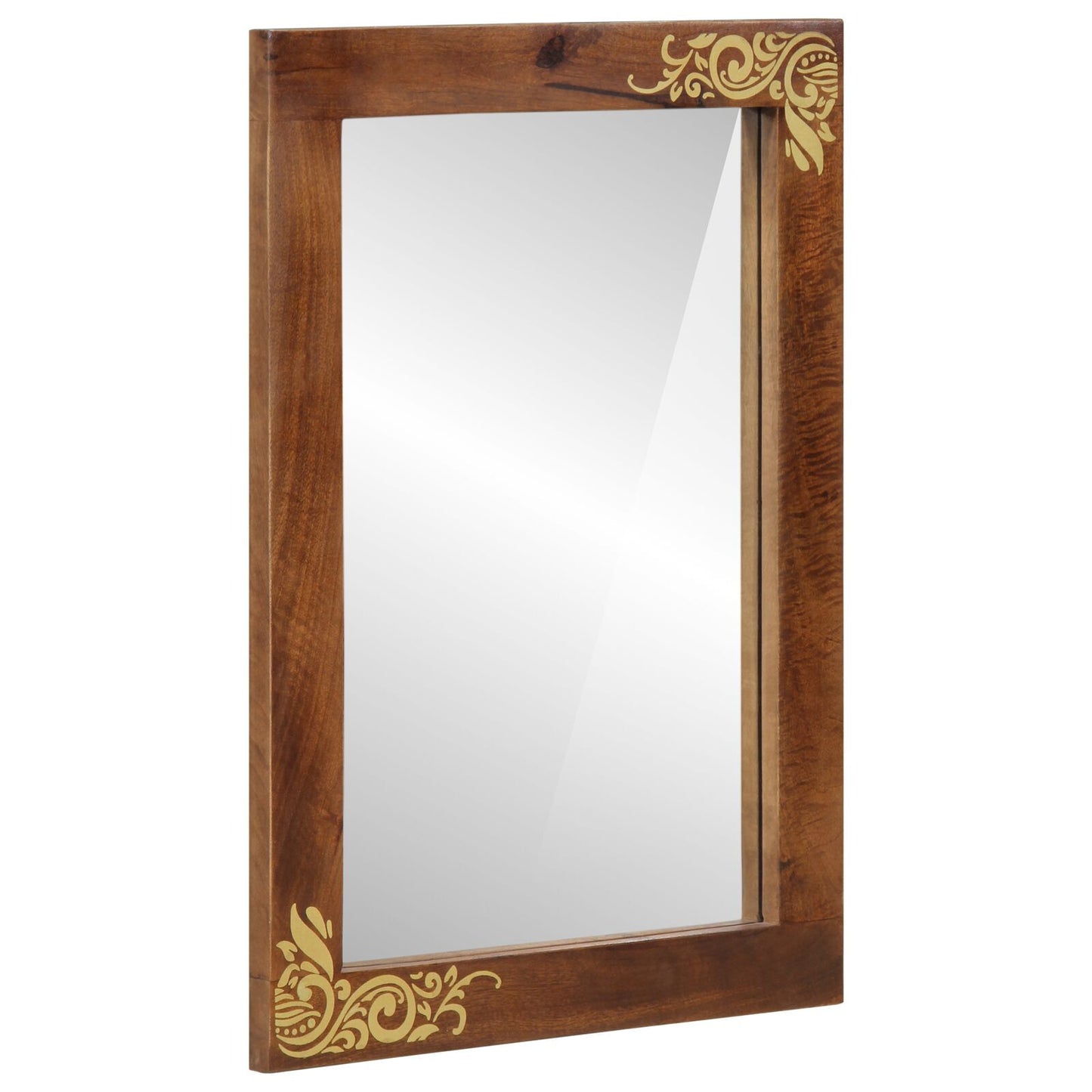 Bathroom Mirror Brown 50 x 70 x 3 cm Solid Mango wood and Glass